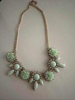 Gold-Tone Mint Floral Bib Necklace